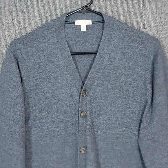 Gap Sweater Mens XL Gray Heather 100% Extra Fine Merino Wool V Neck Cardigan - Picture 2 of 13